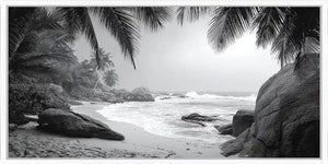 Tropical Monochrome Panoramic Canvas Print