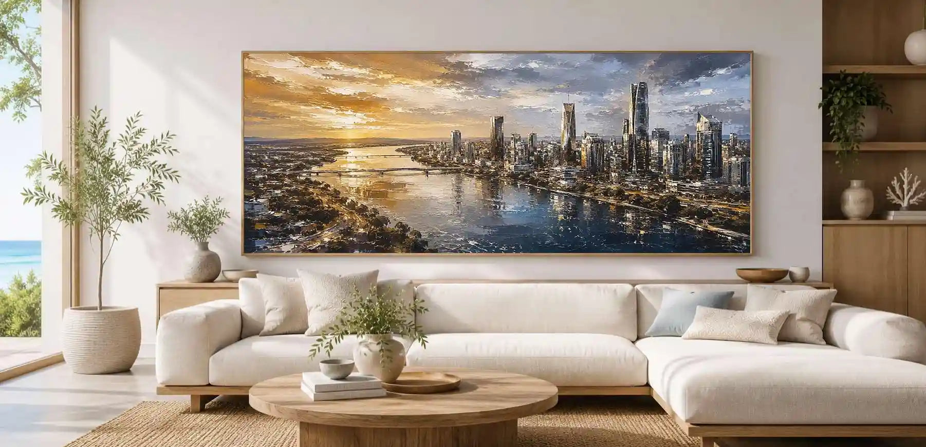 Harbor Glow Panoramic Canvas Print
