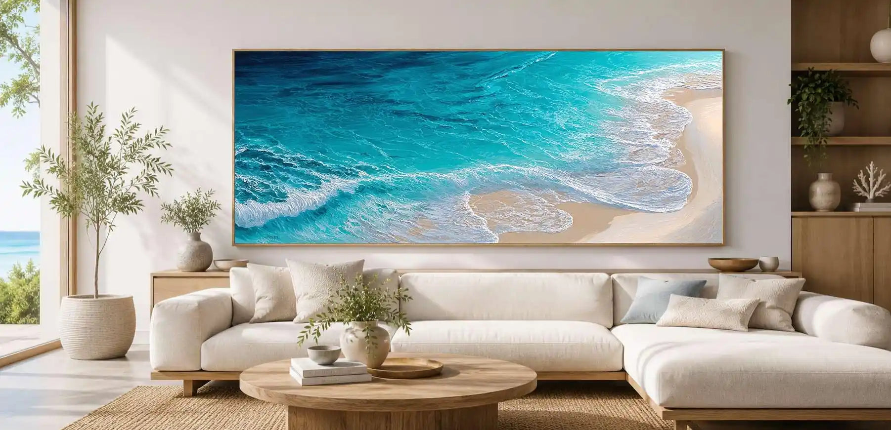 Aqua Drift Panoramic Canvas Print