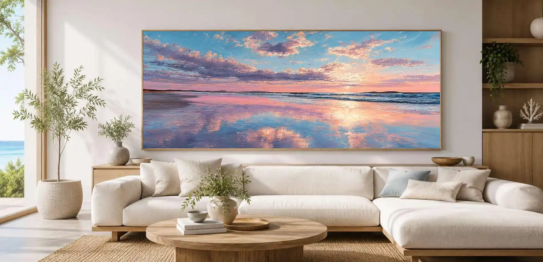 Blush Horizon Panoramic Canvas Print