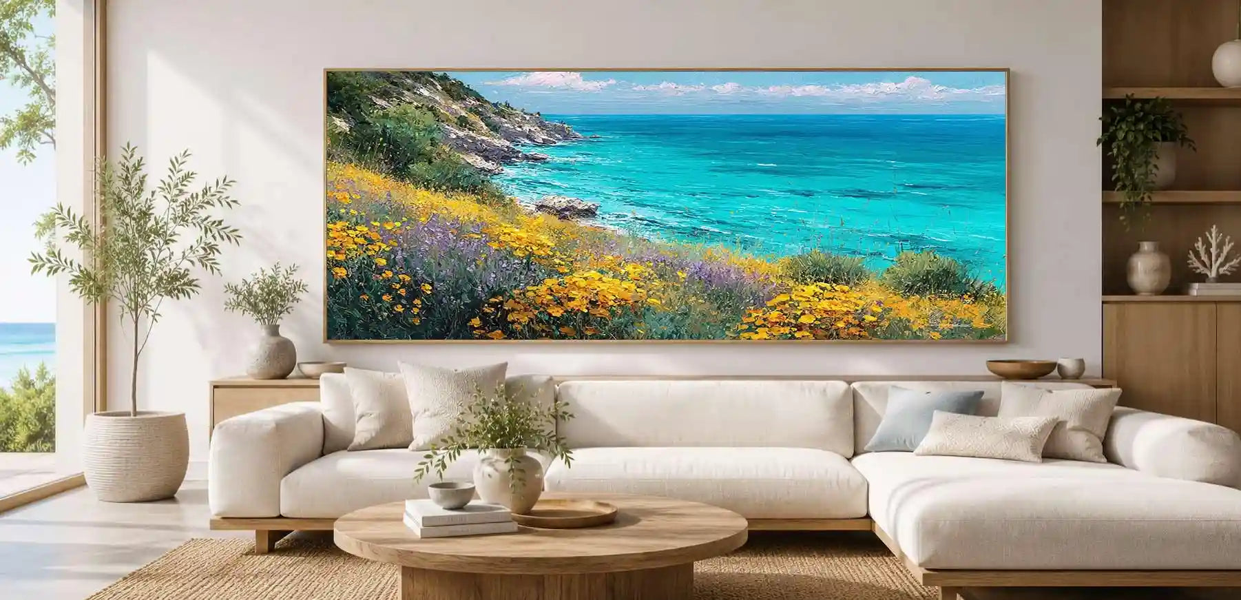 Wildflower Coast Panoramic Canvas Print