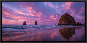 Violet Seastacks Panoramic Canvas Print