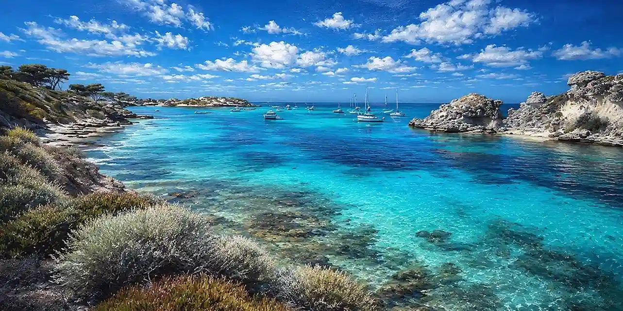 Rottnest Island Turquoise Ocean Bay Panoramic Canvas Print