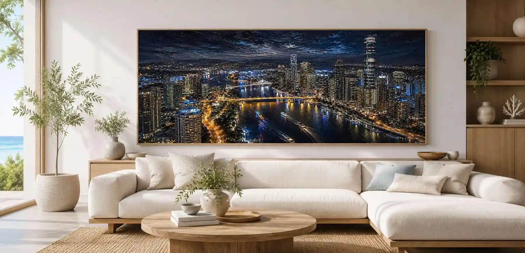 Brisbane City Night Panoramic Long Painting