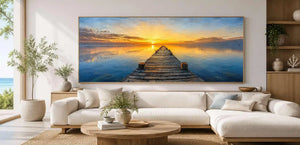 Golden Pier Panoramic Canvas Print