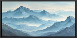 Moonlit Blue Peaks Panoramic Canvas Print