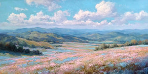 Pastel Meadow Light Panoramic Canvas Print