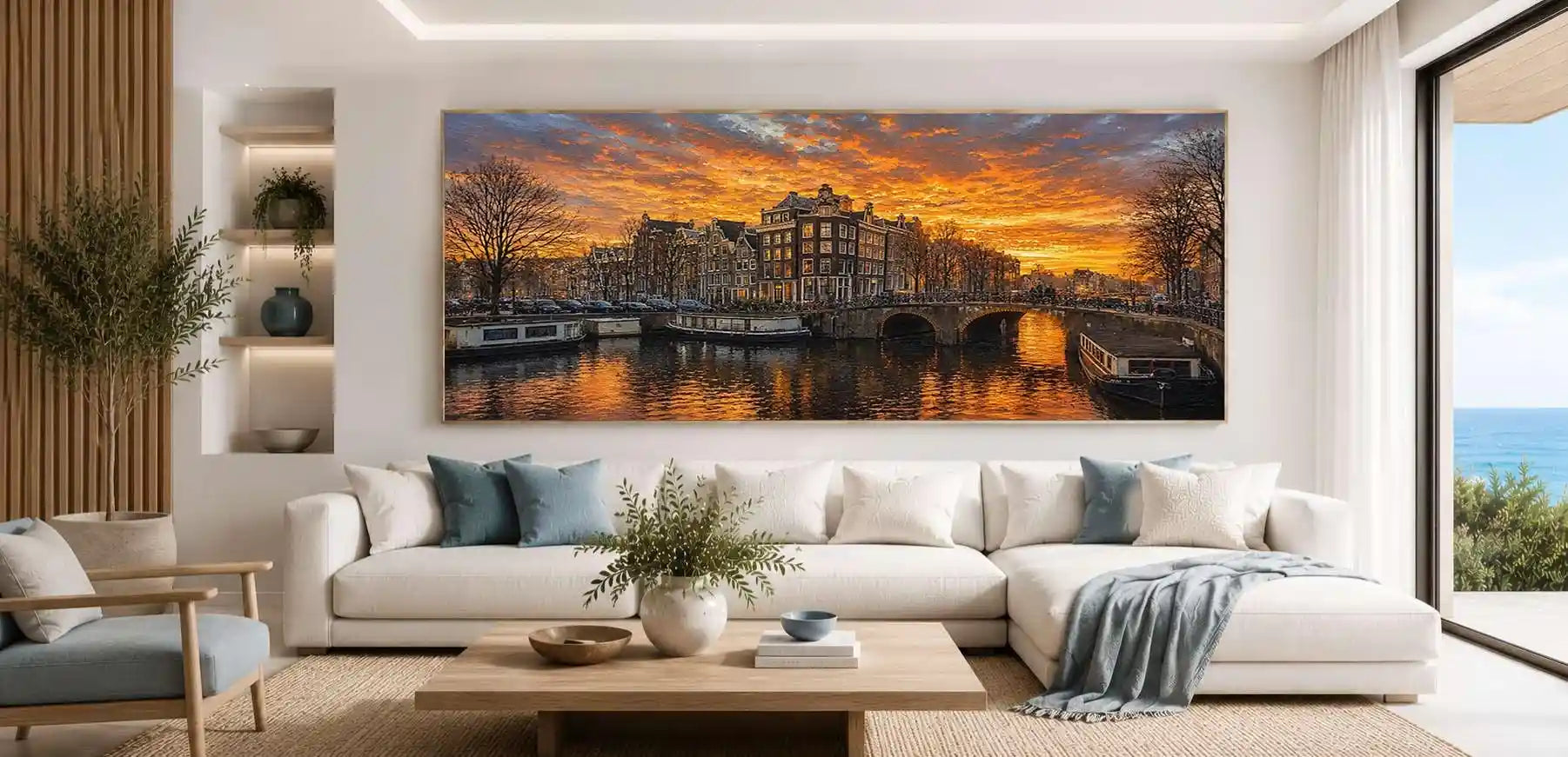 Amsterdam Sunset Panoramic Painting