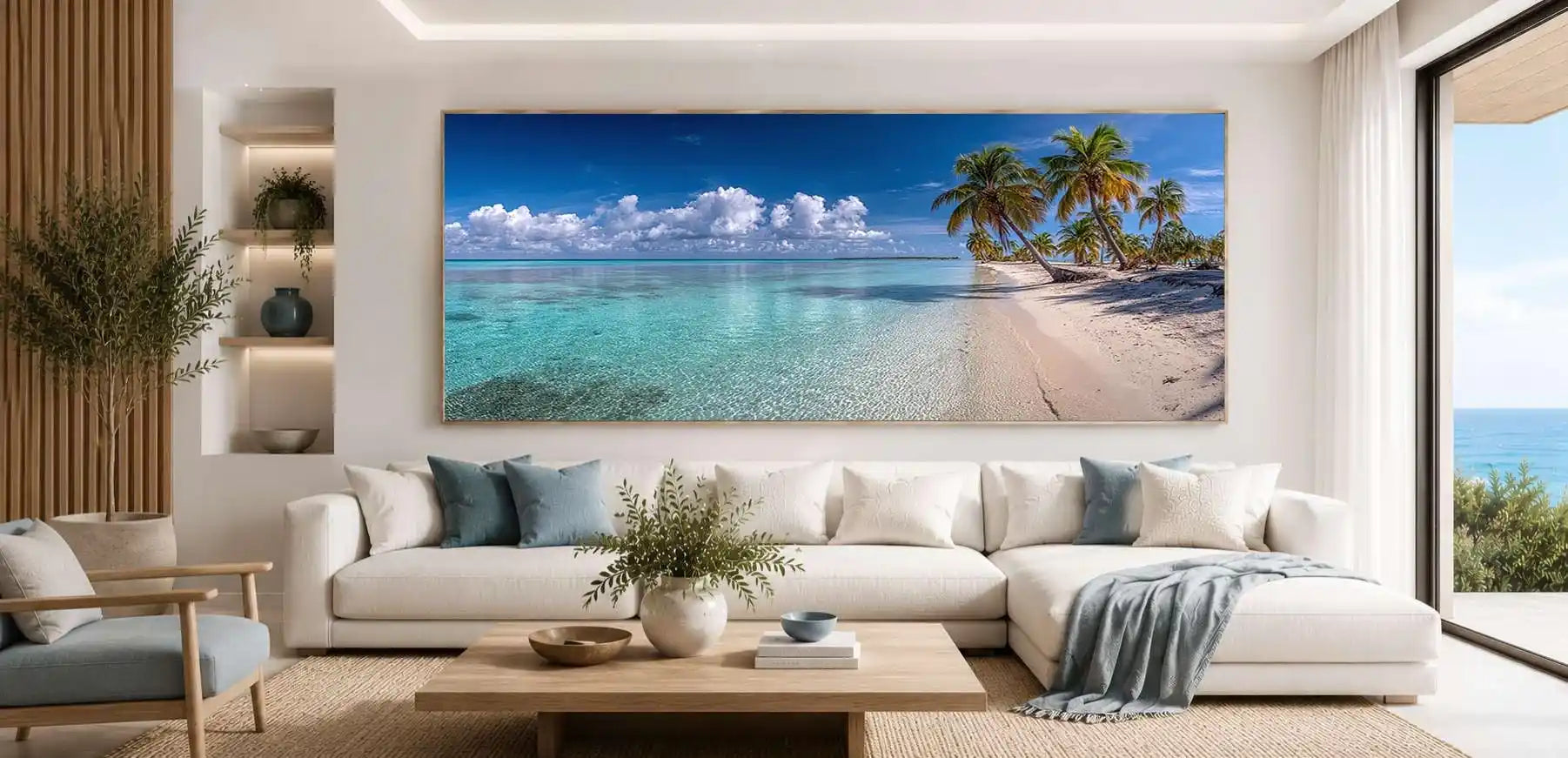 Crystal Palm Shore Panoramic Canvas Print