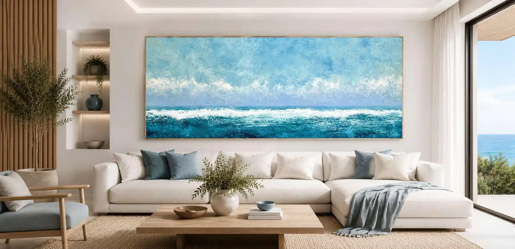 Seafoam Horizon Panoramic Canvas Print