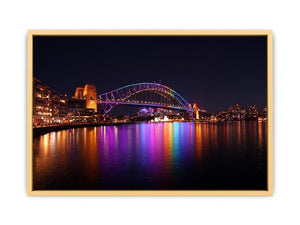 Sydney Harbour Bridge illuminated at Night Streched canvas