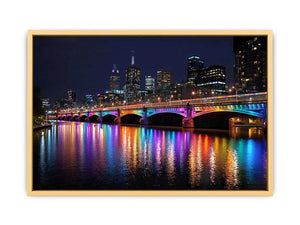 Melbourne Bridge Illuminated at Night Streched canvas