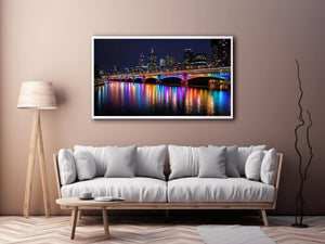 Melbourne Bridge Illuminated at Night Painting