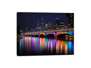 Melbourne Bridge Illuminated at Night Painting