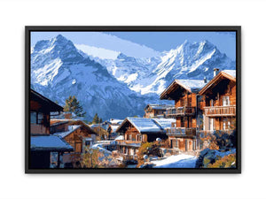 Swiss Alps Village Charm Canvas Print