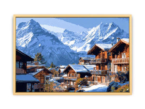 Swiss Alps Village Charm Streched canvas