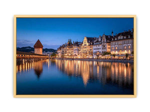 Lucerne Bridge Reflections Streched canvas