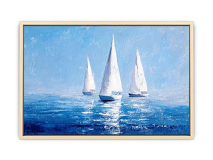 Sailboats in Blue water Art Print