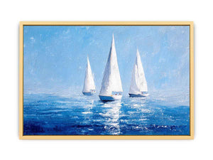 Sailboats in Blue water Streched canvas