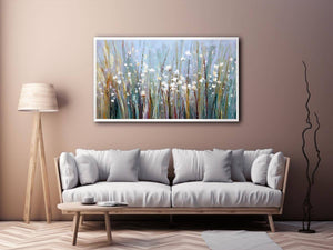 White Flower Modern Art Painting Canvas Print