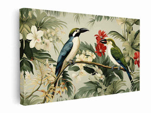 Lily Birds Tropical Wall Art canvas Print