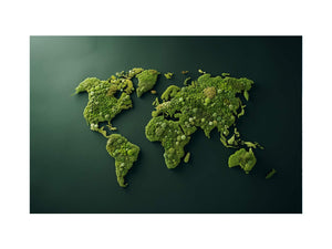 Green World Map Wall Poster