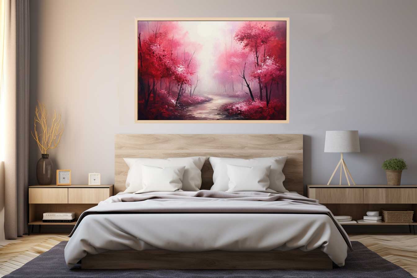 Red Forest Canopy Vista – Autumn Woodland Expression
