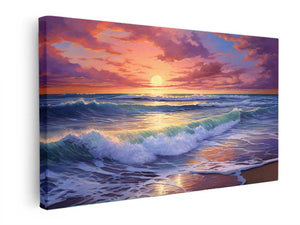 Beach Sunset Painting canvas Print