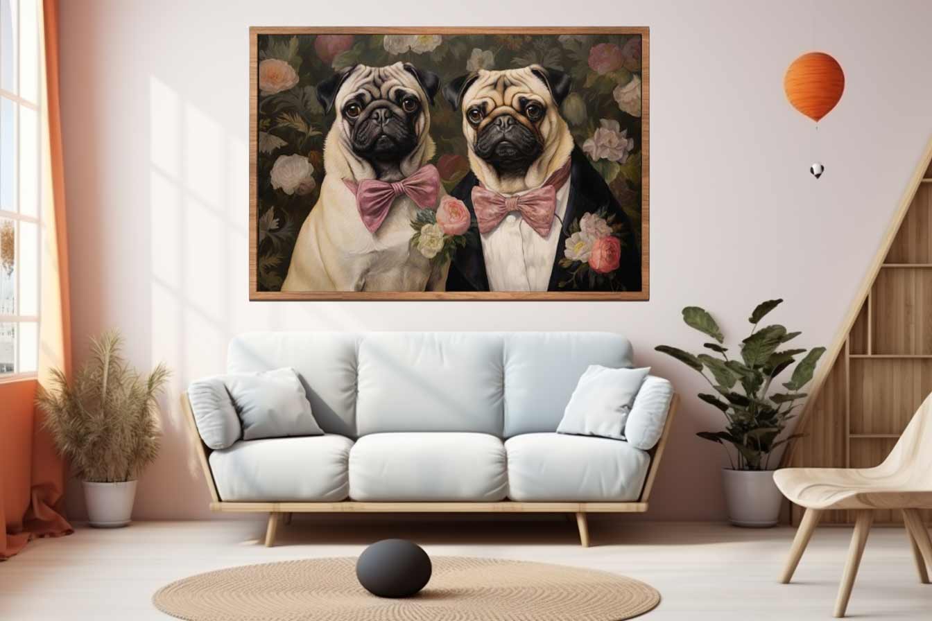 Painting Of Two Pugs