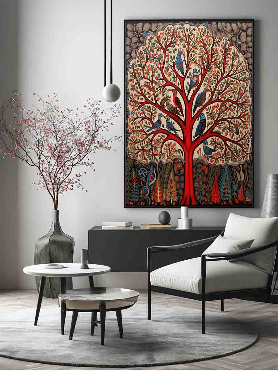 Madhubani Bird And Tree