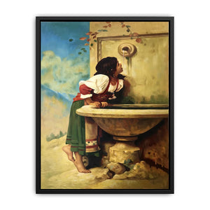 Roman Girl at a Fountain Canvas Print