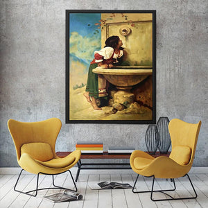 Roman Girl at a Fountain by Léon Bonnat Painting