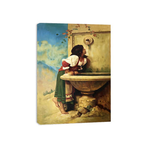 Roman Girl at a Fountain by Léon Bonnat Painting