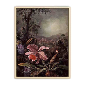 Orchids Passion Flowers And Hummingbird Art Print