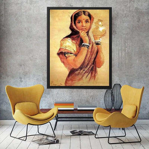 The Milkmaid by Raja Ravi Varma Painting