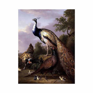 Peacock, Hen and Cock Pheasant in a Landscape by Tobias Stranover