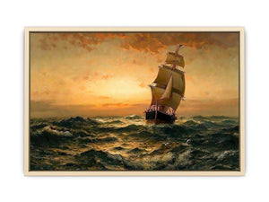 Ship at Sea, Sunset Art Print