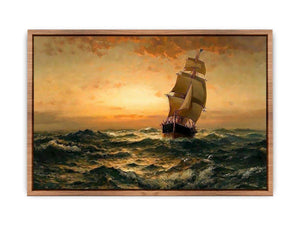 Ship at Sea, Sunset Poster