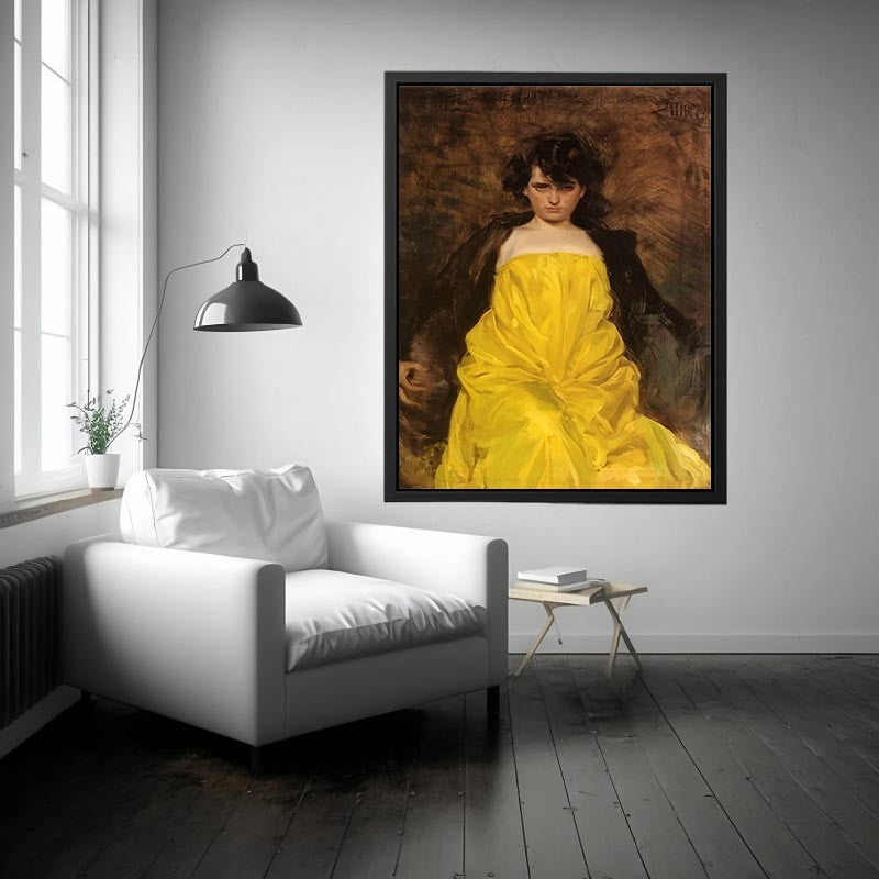 Women In yellow Dress Painting by Ramon Casas