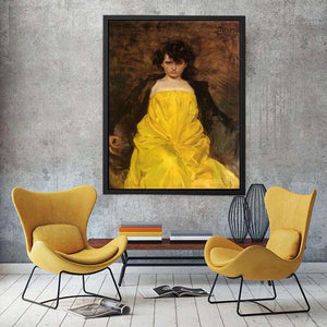 Women In yellow Dress Painting by Ramon Casas
