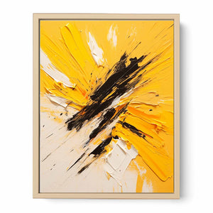 Knife Art Abstract Yellow Painting Streched canvas