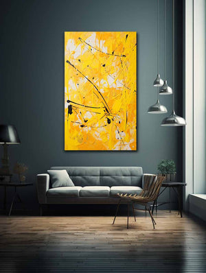 Painting Yellow Color Drips Painting