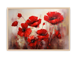 Red Flower Art Painting Streched canvas