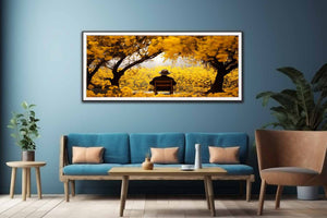 Me & Yellow Flowers in Autumn Painting