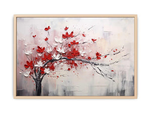 Red White Tree Abstract Streched canvas