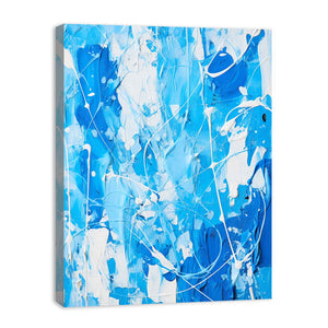 Blue White Color Drip Painting