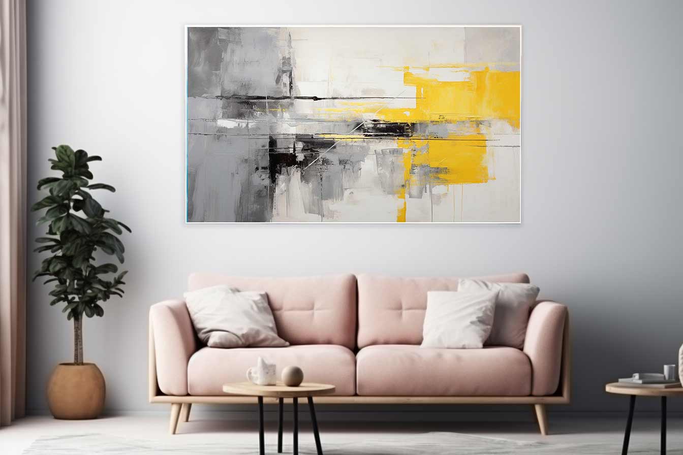 Grey Yellow Abstract Painting