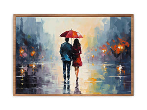 Man Woman walking under Umbrella Poster