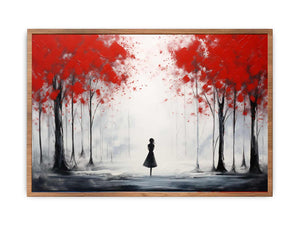 Red Tree Abstract Poster