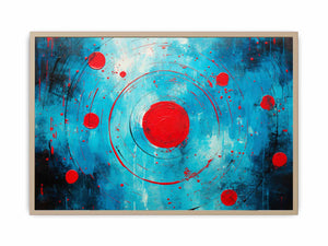 Red Black Abstract Circles Art Print
